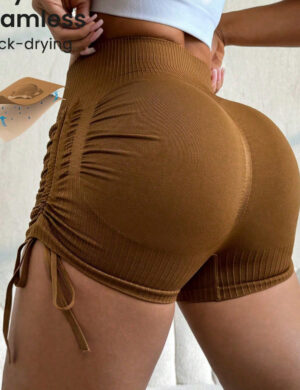 High Top Sports Yoga Pants Casual Fitness Tight Stretch Peach Hip Yoga Shorts